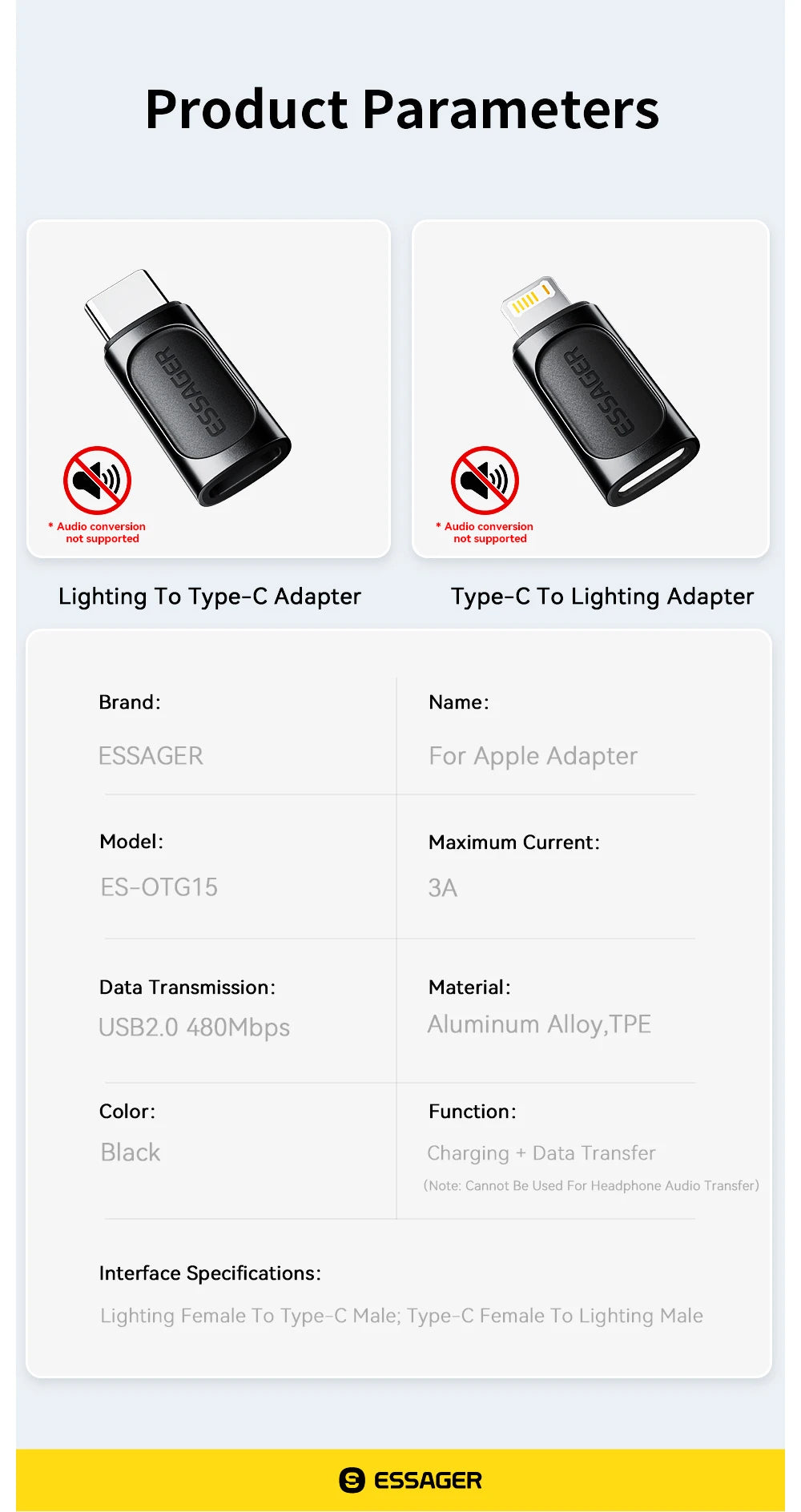 Essager USB C To Lightning Adapter PD 20W Fast Charging OTG USB Type C To Lighting For iPhone 15 14 11 XR Pro Max IOS Converter