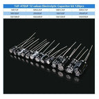 720pcs/set 1UF-470UF Electrolytic Capacitor Kit + 10Ω~1MΩ 1/4W Metal Film Resistor Assortment Set for DIY Electronic Repair