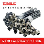 GX20 2 3 4 5 6 7 8 9 10 12 14 16Pin Connector with Cable GX20 Aviation Plug Socket w Wire 7-20A 250V Male Female Connection Line