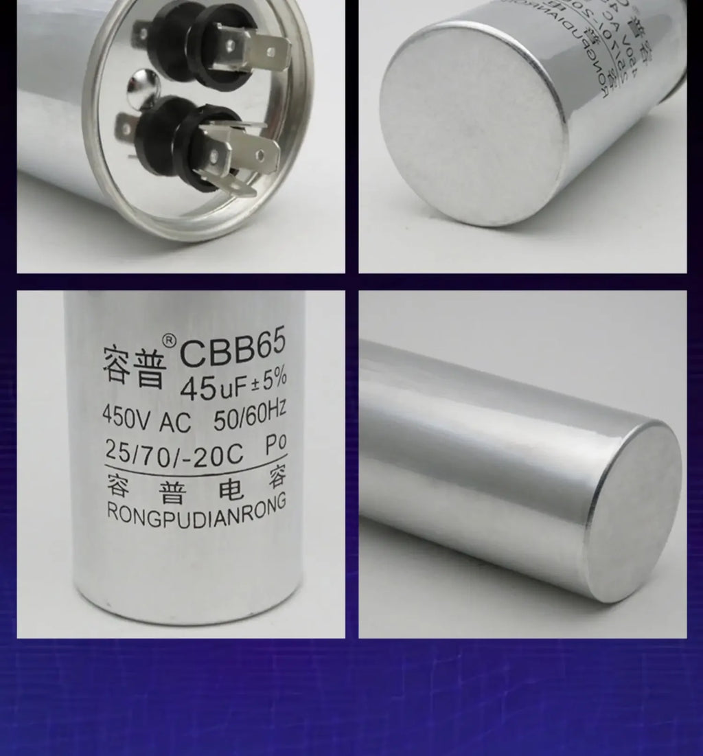 CBB65 450V AC Motor Capacitor Air Conditioner Compressor Start 5uF 6uF 20uF 25uF 30uF 35uF 40uF 45uF 50uF 60uF 70uF