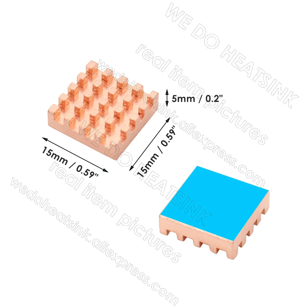 WE DO HEATSINK 10x10xmm 15x15x5mm 15x15x7mm Without or With Thermal Pad Square Pure Copper Heat Sink