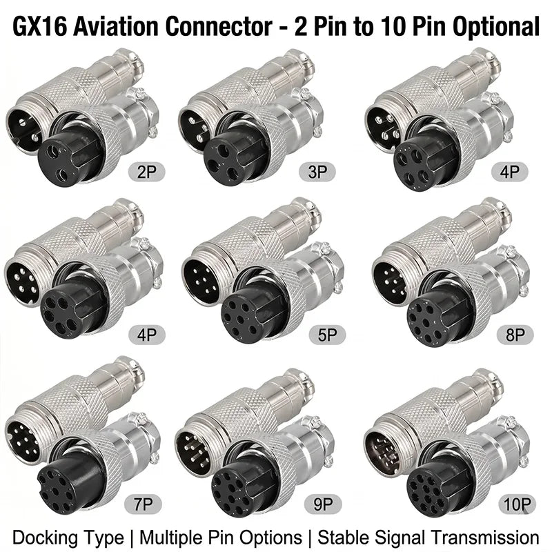 GX16 Docking Aviation Connector 2 3 4 5 6 7 8 9 10 Pin Male Female Plug Socket Inline Wire Panel Cable Connector Adapter Joint