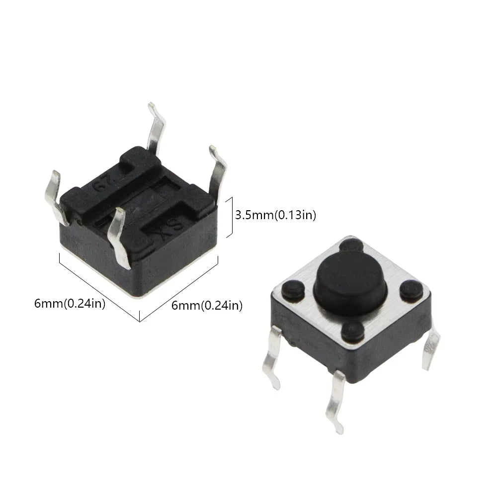 20PCS 6x6 Push Button Switch DIP 6X6X4.3 Light Touch Switch 6*6*4.3/5/6/7/8/9/10/11/12/13MM The Power Switch 4Pins For Arduino