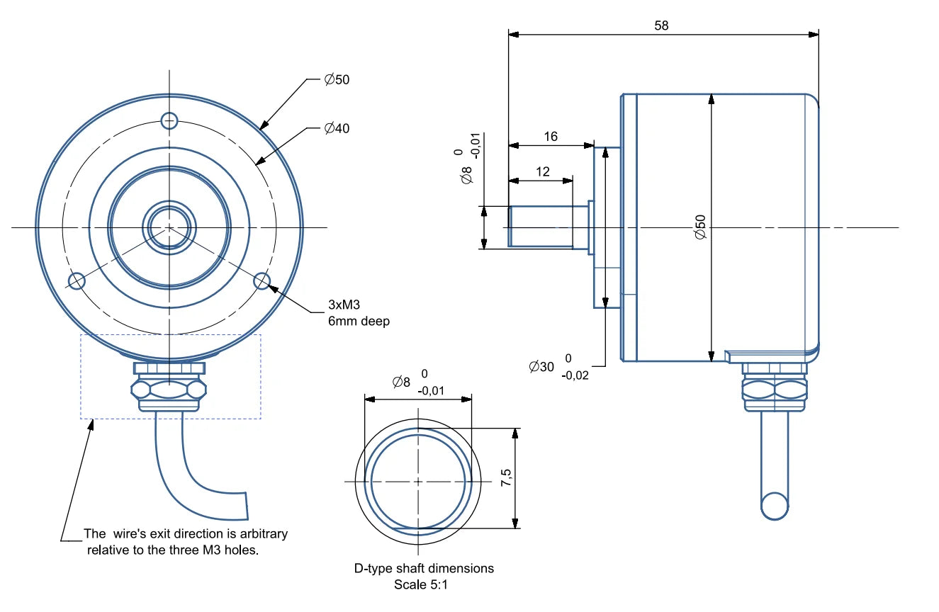 E6B2-C Incremental Rotary Encoder 4096 PPR High Resolution 8mm solid shaft NPN/PNP/Line Driver Outputs IP54 Rated