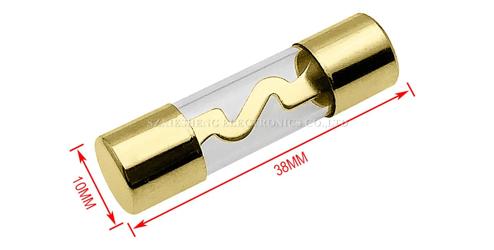 5PCS 10*38MM Gold Plated Glass AGU Fuse Fuses Pack Car Audio Amp Amplifier 10A 15A 20A 25A 30A 40A 50A 60A 70A 80A 100A Car Fuse
