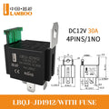 LANBOO High Current Car/Auto Relay 12V 24V 30A with 4PIN/5PIN Applications include lighting control and horn control.
