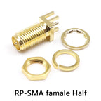 5pcs RP-SMA Female 16.5mm Jack Plug Adapter Solder Edge PCB Straight Right angle Mount RF Copper Connector Plug Socket
