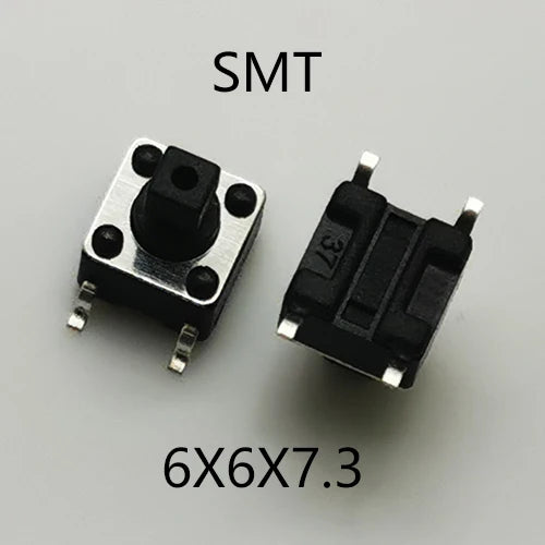 50pcs Momentary Tactile Push Button Click Switch 6X6mm H=4.3/4.5/5/6/7/8/9/10/13mm~25mm 4Pin SMT PCB Mounting