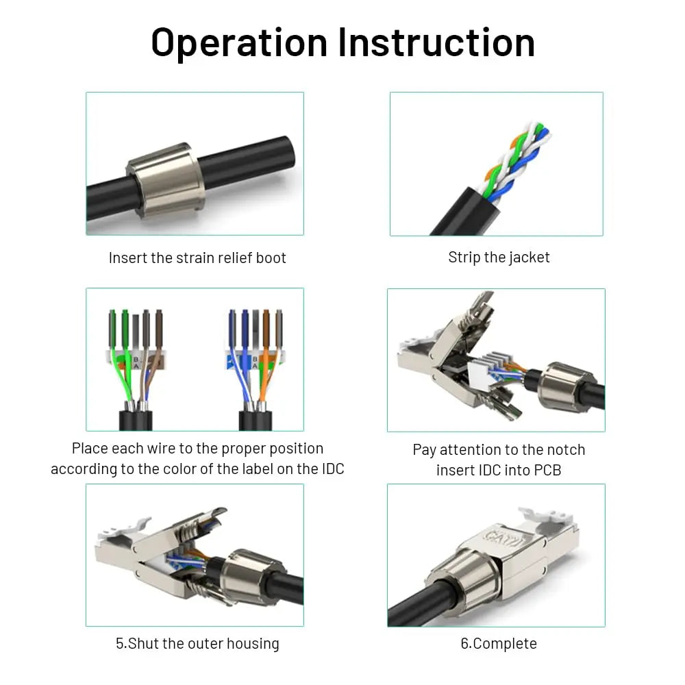 ZoeRax RJ45 Cat8 Cat7 Cat6A Connector Toolless Shielded/Unshielded Ethernet Termination Plug for 23~26AWG STP/UTP Ethernet Cable