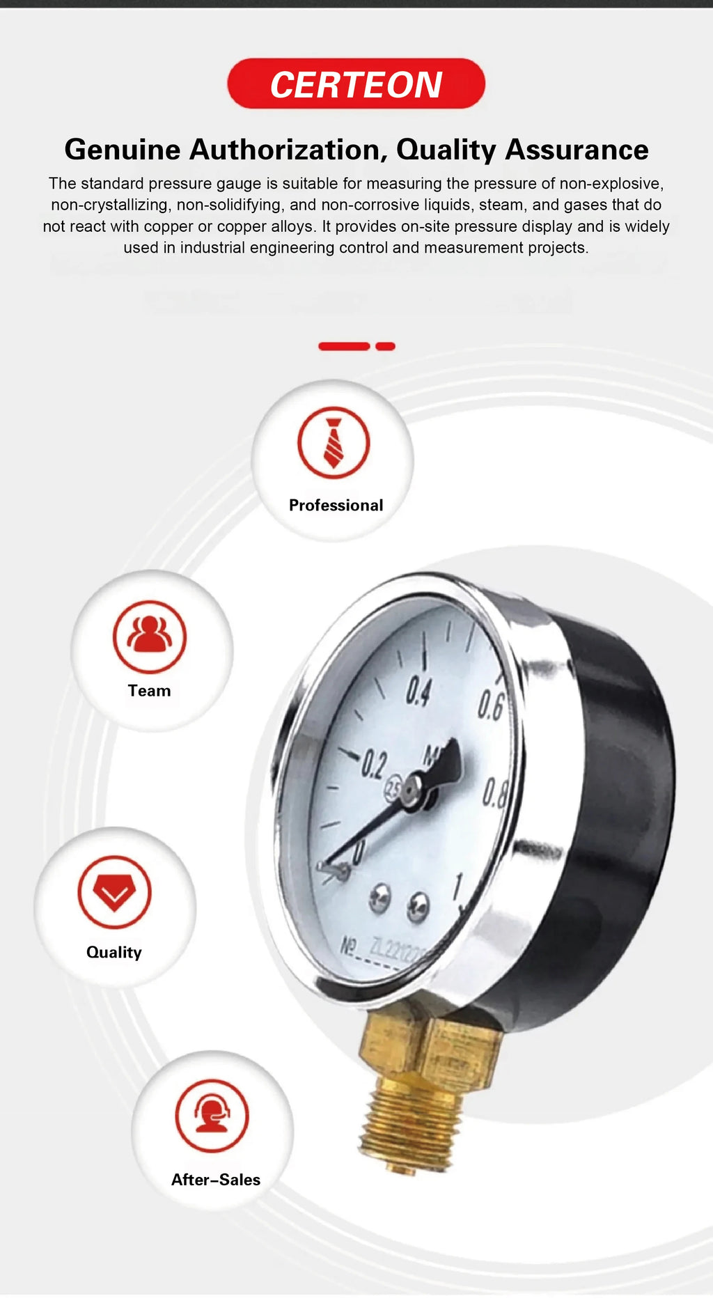 Y-60 Pressure Gauge Manometer Mechanical Dial Analog Bourdon Tube Industrial Hydraulic Water Pressure Meter