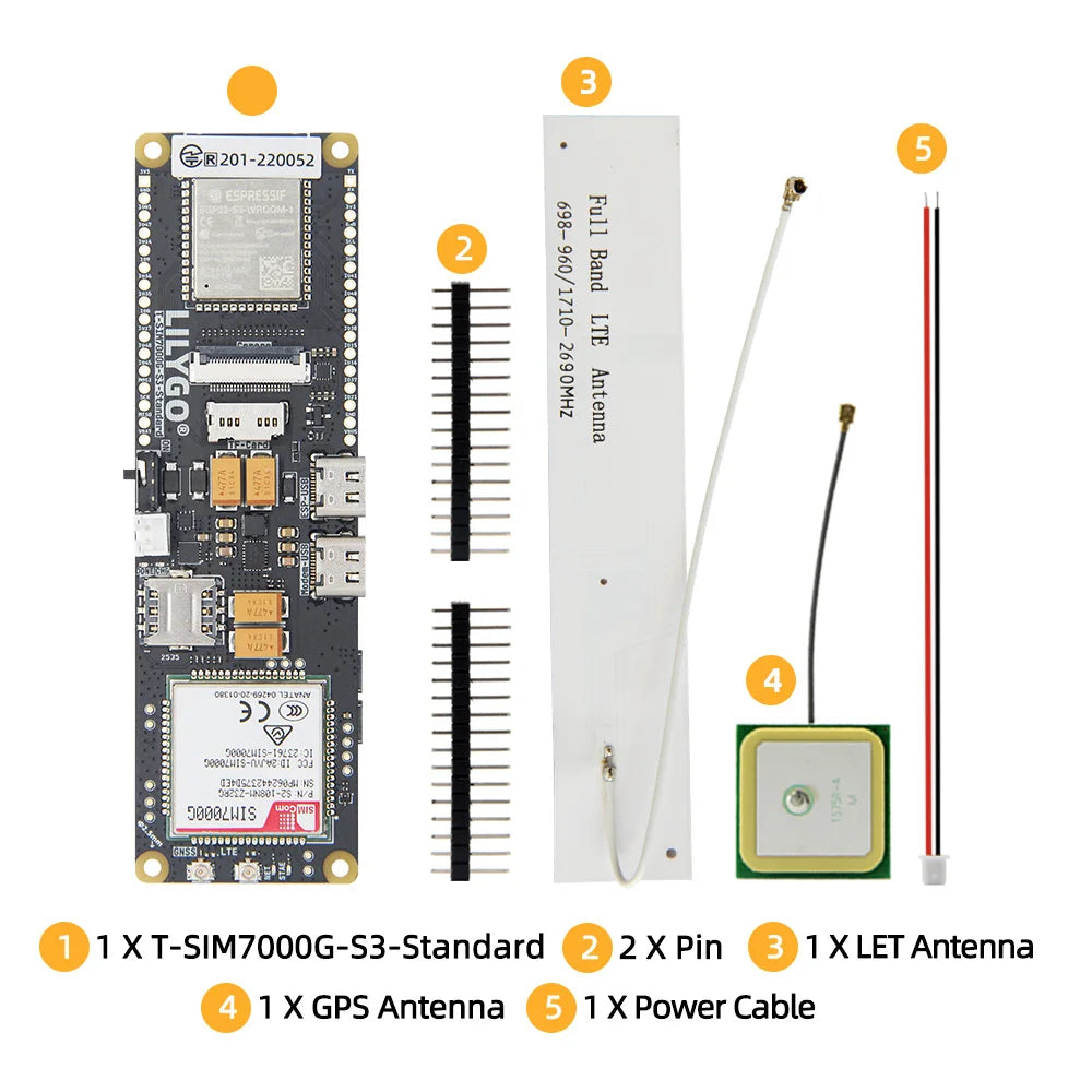 T-SIM7000G-S3-Standard SIM7080G ESP32-S3 WIFI BLE IOT Controller Development Board Cat-M/NB-loT+Camera +GNSS+TFCard+18650