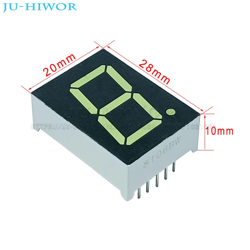10pcs 10Pins 8106AW 8106BW 0.8 Inch 1 Digit Bits 7 Segment White LED Digital Display Digitron Common Anode Cathode C-A C-C
