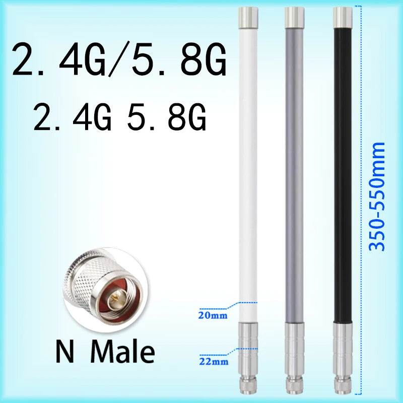 WIFI 2.4G Antenna 5.8G 2.4/5.8G Dual-Band Wireless Network Card Router Outdoor Waterproof Fiberglass Antenna Joint N Male
