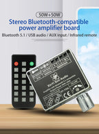 XY-Y50L Stereo BT Bluetooth-Compatible 5.1 AUX USB Audio Digital Power Amplifier Board Module 50W+50W Infrared Remote Control