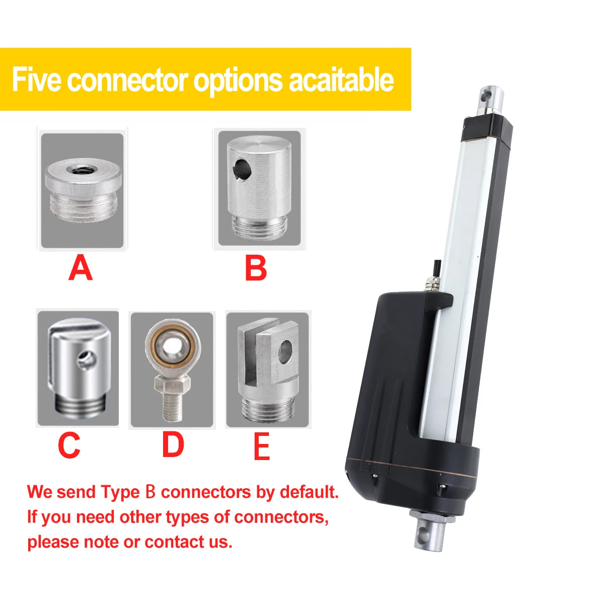 Etosec 12V 2000N  Linear Actuator IP66 230mm  Stroke Upper A-type connector M12, E-type connector at lower end, built-in