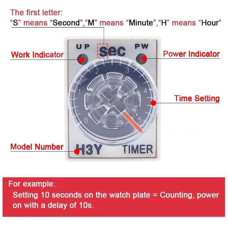 1 Pc H3Y-4 Small Time Delay Relay DC12 24V 14Pin Electricity Delay Type Power-on Delay Rotary Knob 1S/5S/10S/30S/60S/5M/10M/30M