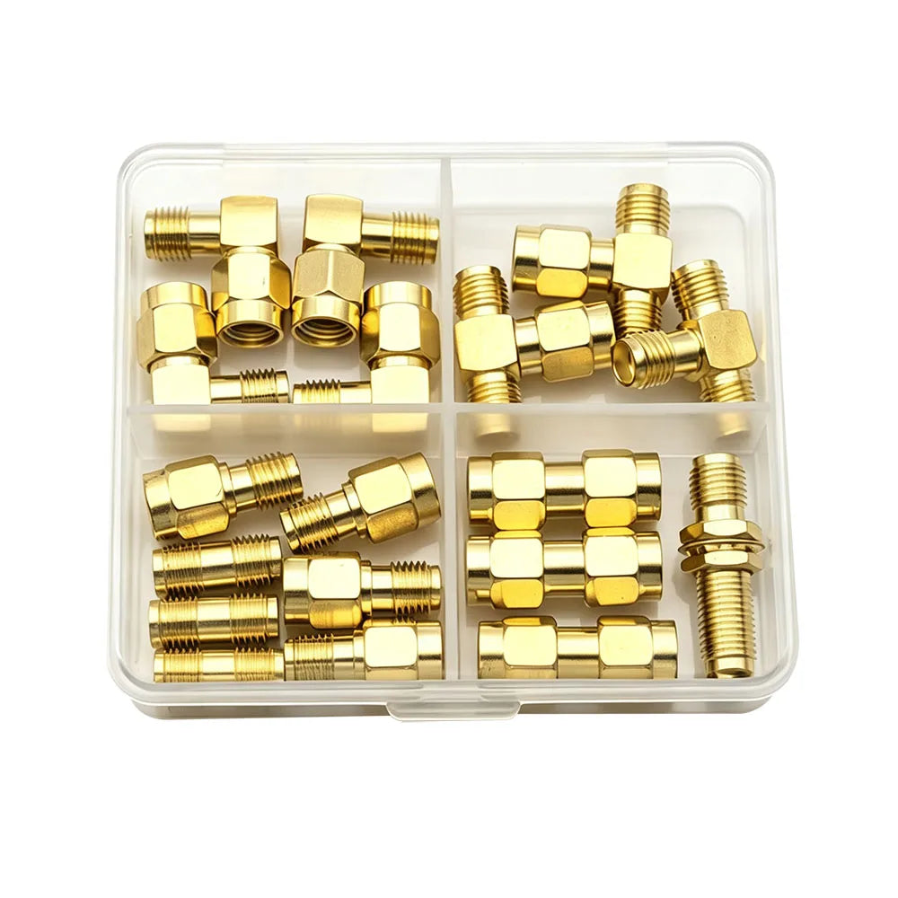 SMA Connectors kit 18Pcs/box SMA RP-SMA Plug Male Jack Female RF Coax Adapter for FPV Drone Antennas WiFi Router Radio Wireless