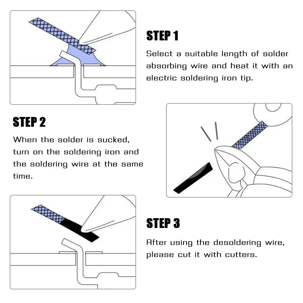 Desoldering Braid Solder Remover Wick Solder Remover Wire Soldering Heavy Duty Copper Wick for Circuit Board Repair Tool