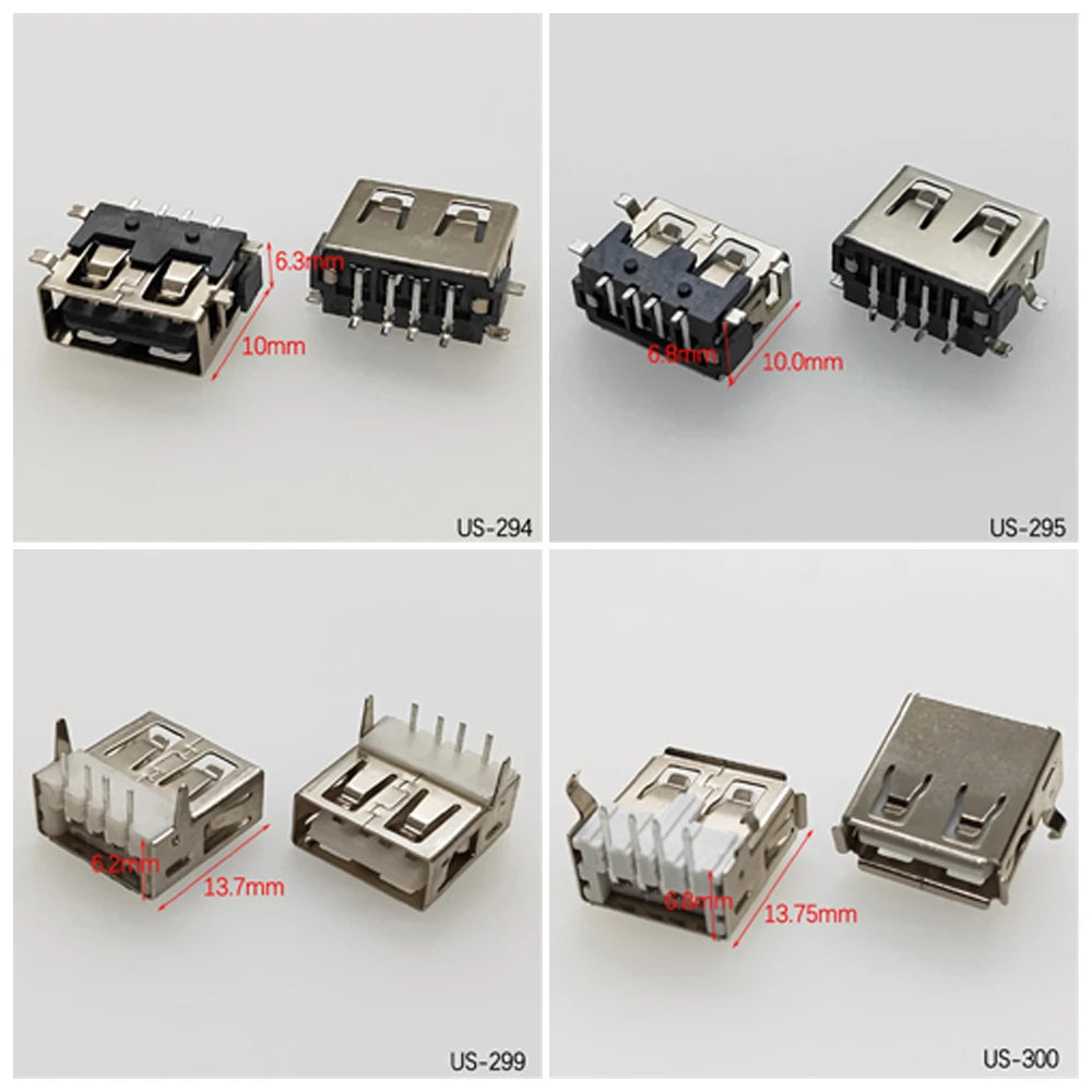 5PCS USB2.0 Female USB Socket Connector 4P USB 2.0 4 Pin Female USB 2.0 Transfers Jack For Laptop Notebook Computer USB Type A/B