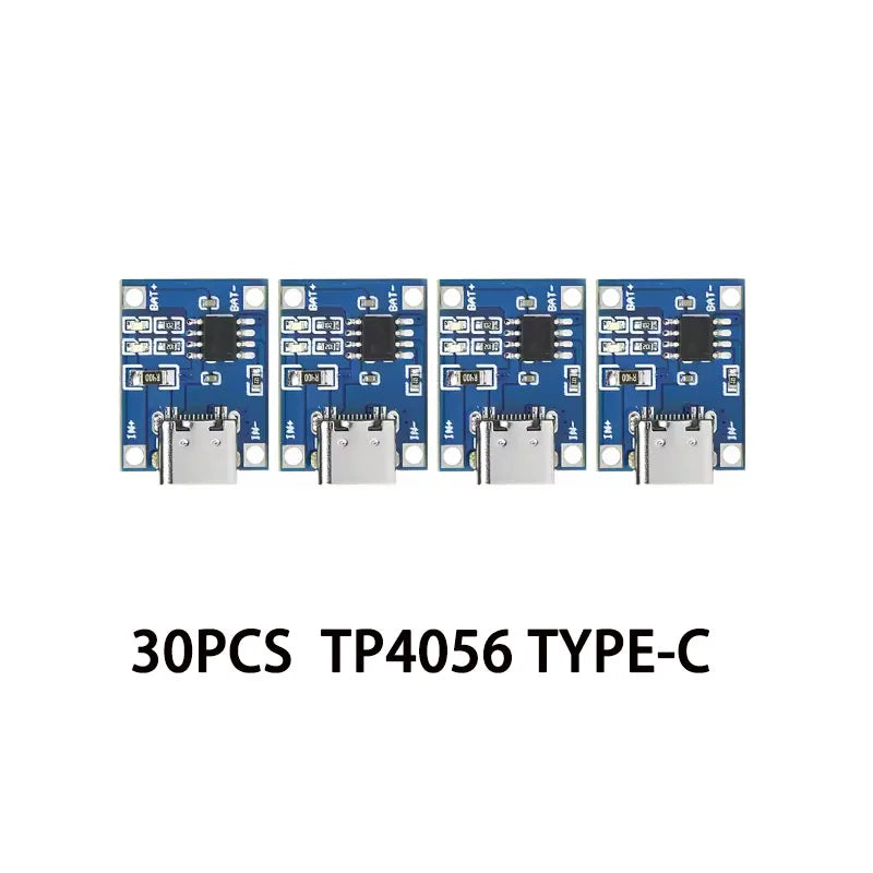 30PCS Micro/TYPE-C/MINI USB 5V 1A 18650 TP4056 Lithium Battery Charger Module Charging Board With Protection Dual Functions