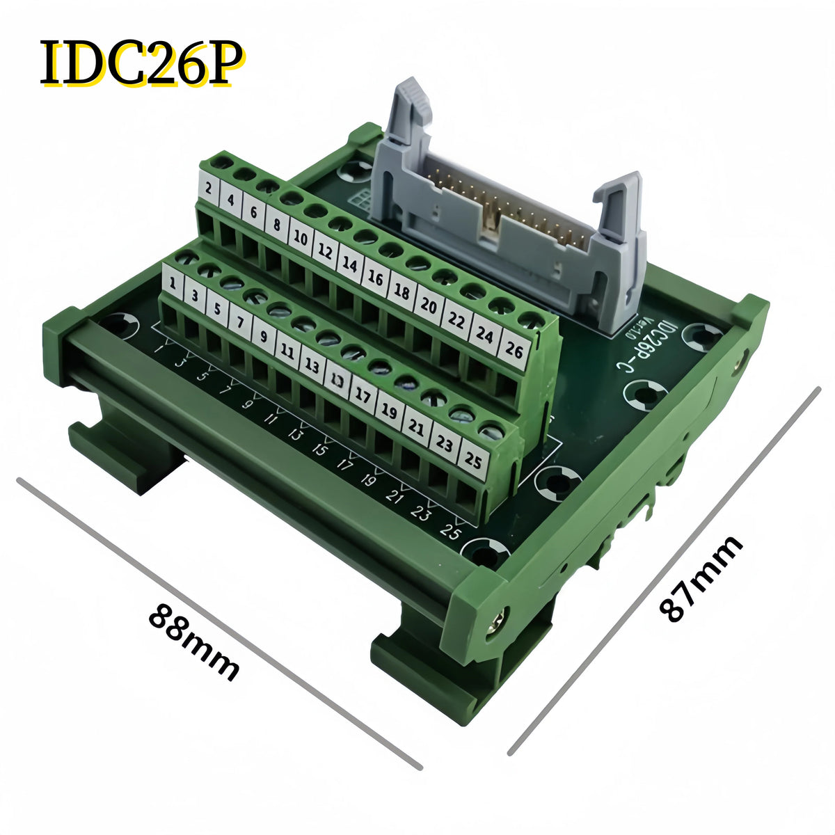 IDC10P/14P/16P/20P/26P/30P/40P/50P/60P/64Pin DC-2 To Terminal Block Breakout Board Adapter PLC Relay Terminals DIN Rail Mounting