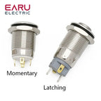 12mm Flat High Head Waterproof Metal Push Button Switch LED Light Momentary Latching Car Engine Computer PC Power Switch 3-380V
