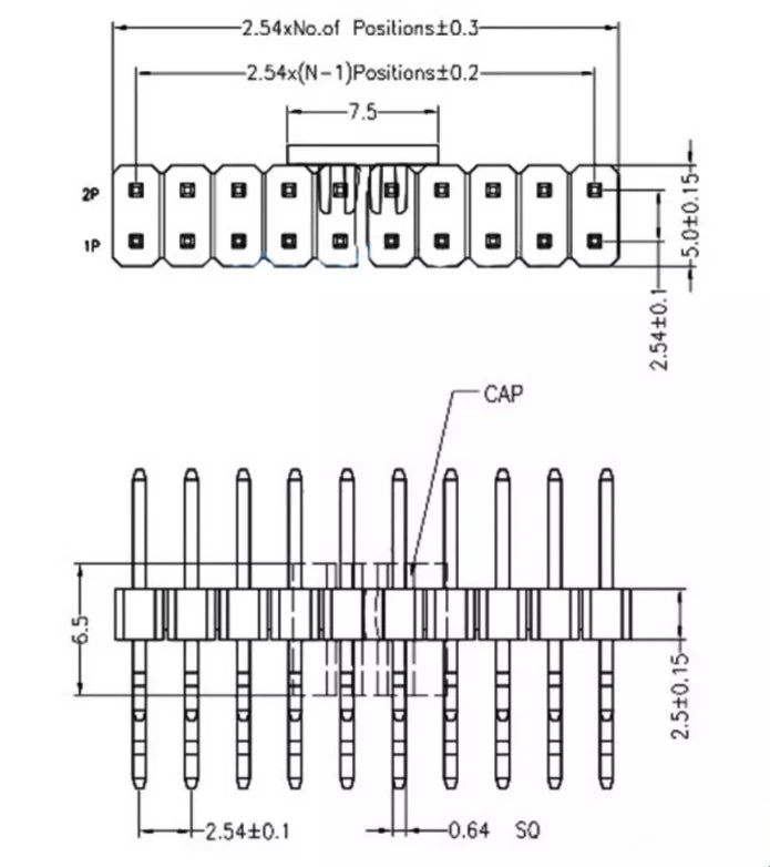 10pcs 2.54mm Double Row Right Angle RA SMT Horizontal SMD/SMT 2X3/4/5/6/7/8/10/20/40P PCB Surface Mount PH8.5 Male Female Header