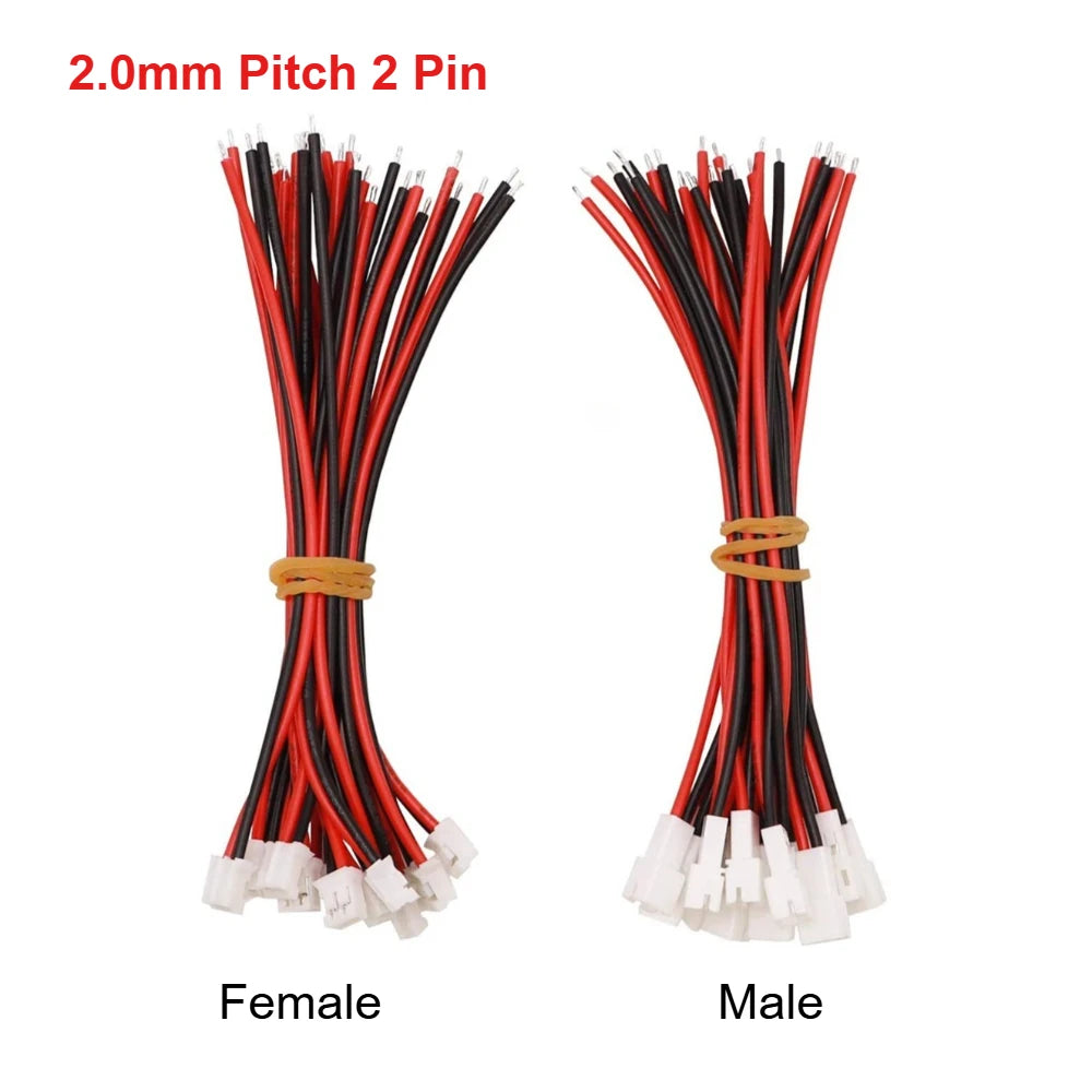 PH 2.0mm Pitch 2 Pin 10CM Male Female Cable Connector Micro PH 2.0 2P Plug Jack Socket Terminal Wire Cables Connectors 26AWG