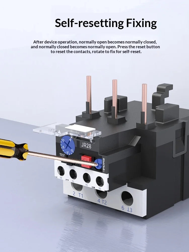 JR28 Series Thermal Overload Relay 25A 36A  Adjustable Current Motor Protection Electrical Overload Protector for AC Contactor