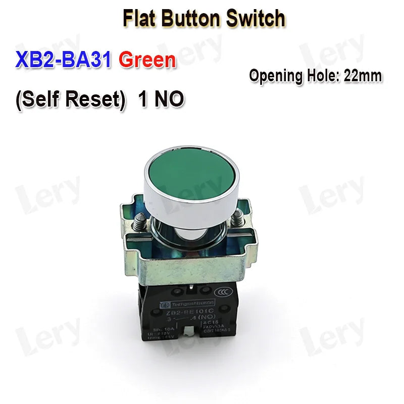 1Pcs XB2-BG21 XB2-BA31 XB2-BS54 22mm Knob Key Start Inching Power on Button Switch Self Reset Small Mushroom Head Emergency Stop