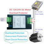 Brushed DC Motor Overload Overcurrent Short Circuit Protector Board Forward Reverse Controller Driver Relay Module 12V 24V