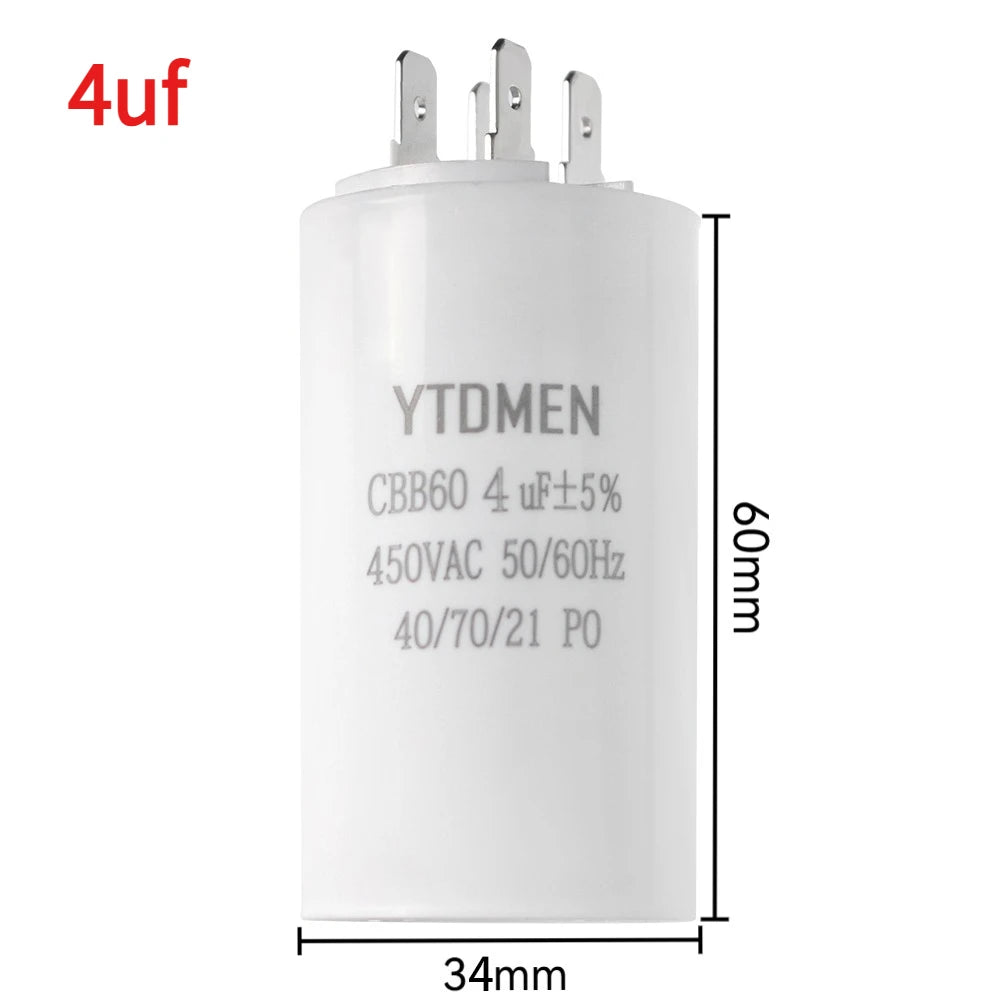 1PCS 450VAC CBB60 Motor Run Capacitors 4pin Dual Insert Starting Capacitor 4UF-60UF for Air Compressor Water Pump 6UF 10UF 50UF