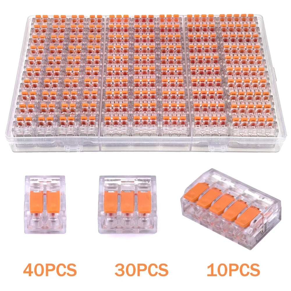 20/80pcs Box Electrical Lever Wire Connectors 2 Port 3 Port 5 Port Electric Cable Clamp Mini Quick Wire Terminal Connector