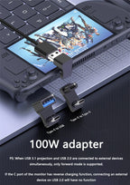 180 Degree U-shaped 100W USB 3.1 Type C Male to Female 1 to 2 Adapter OTG 10Gbps Fast Data 4K Tablet USB-C Charging Converter