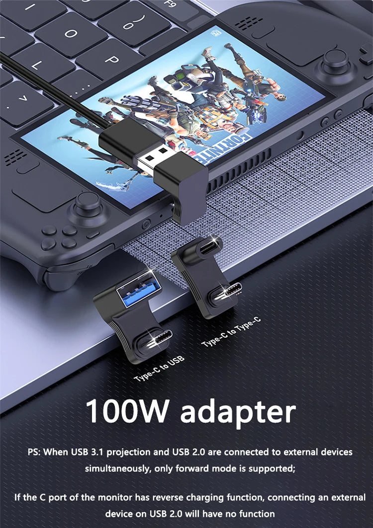 180 Degree U-shaped 100W USB 3.1 Type C Male to Female 1 to 2 Adapter OTG 10Gbps Fast Data 4K Tablet USB-C Charging Converter