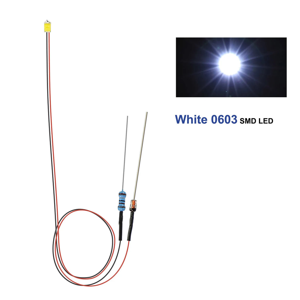 Evemodel 10pcs Pre-wired 0402 0603 0805 SMD LED Lights 50cm Wire with Resistor for 12V AC DC Bright Warm Red Blue Green Yellow