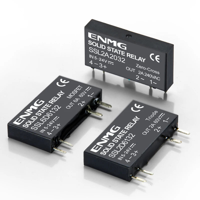 ENMG 1Pcs Slim Relay Modules DIN-Rail SSR Solid State Relay Integrated PCB 6A 2A DC Control DC AC 5V 12V 24V 220V Mount Power 41