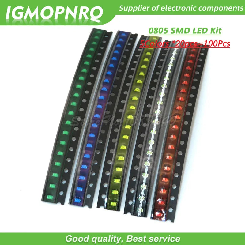 5Colors *20pcs=100Pcs/Lot 0805 SMD LED Kit White Red Yellow Green Blue Light Emitting Diode set IGMOPNRQ