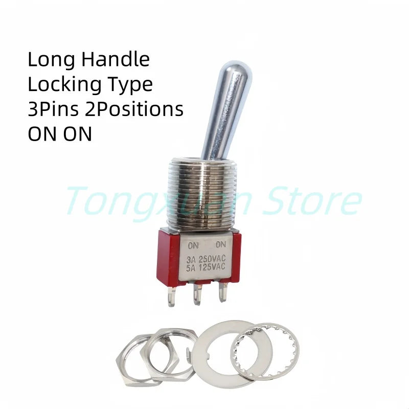 1pc SH T8013-Z1 12mm ON-OFF-ON SPDT DPDT 3/6/12PinS 2/3Position Maintained Toggle Switch Large Long Handle 3A 250VAC/5A 125VAC