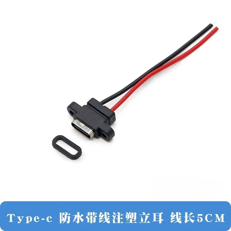 1pcs USB Type C Waterproof Connector Type-C With card buckle Female 3A High Current Fast Charging Jack Port USB-C Charger Plug