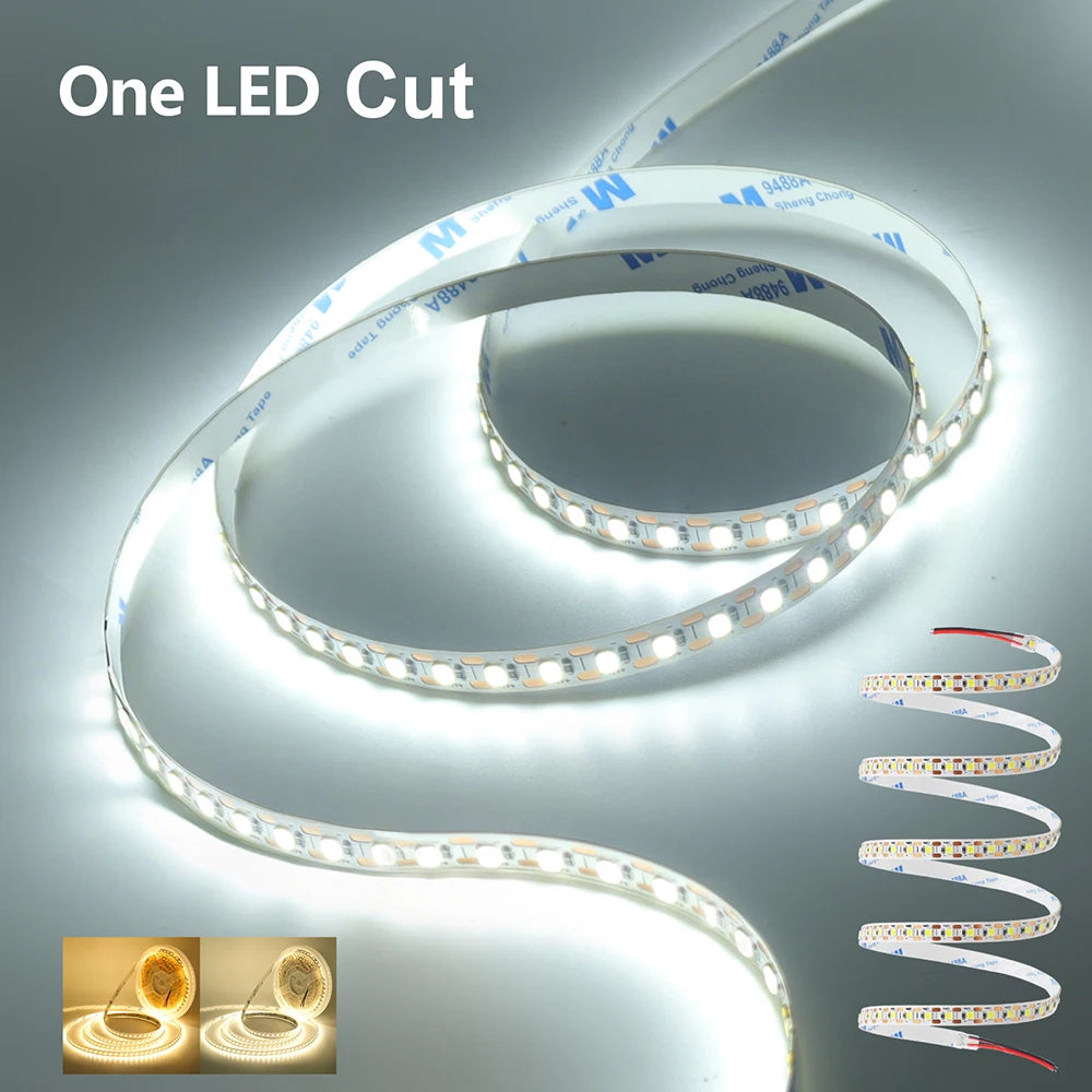5mm 8mm PCB Led Strip Light 1 LED Cut 12V 24V 5m 2835 SMD 120LEDs/m High Brightness Flexible Tape LED Lighting Ribbon for Home