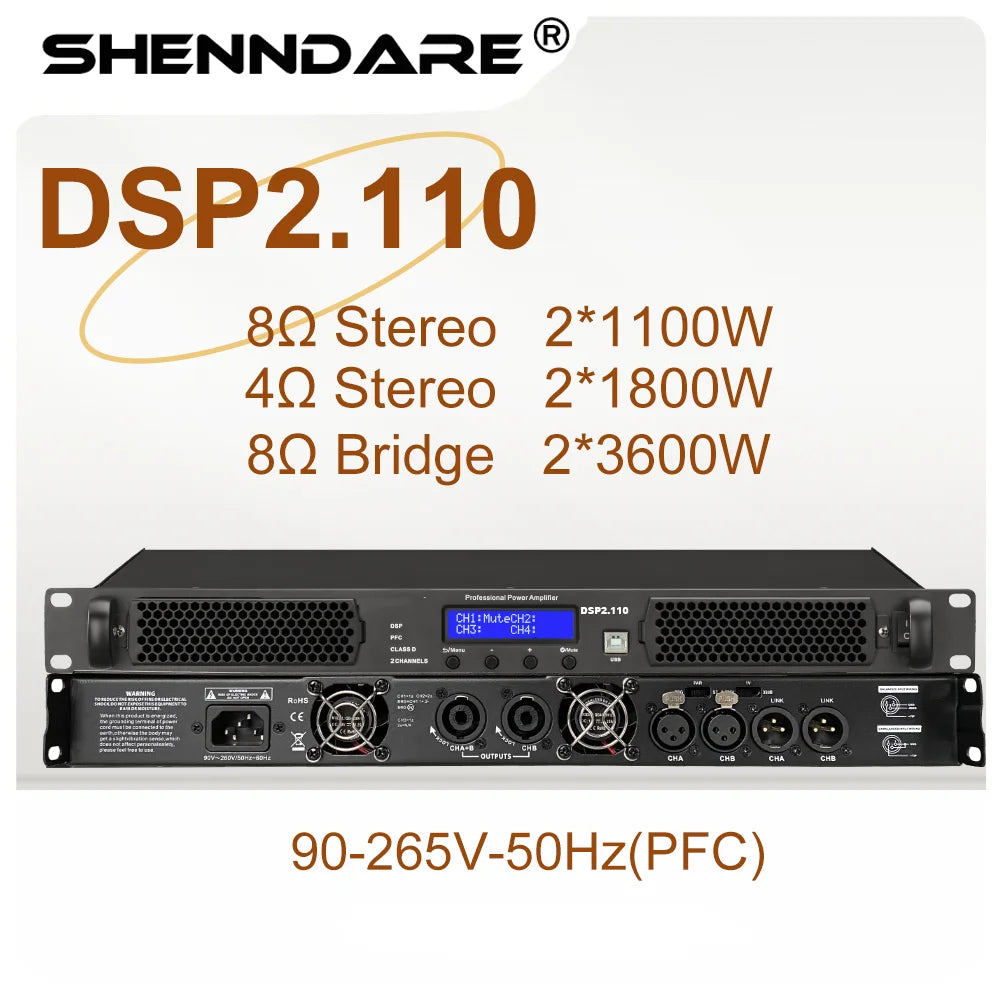 ShennDare Professional Digital DSP Power Amplifier 4x1000W 8OHM 4CH Sound Amplifier Processor DJ Subwoofer Line Array Speaker