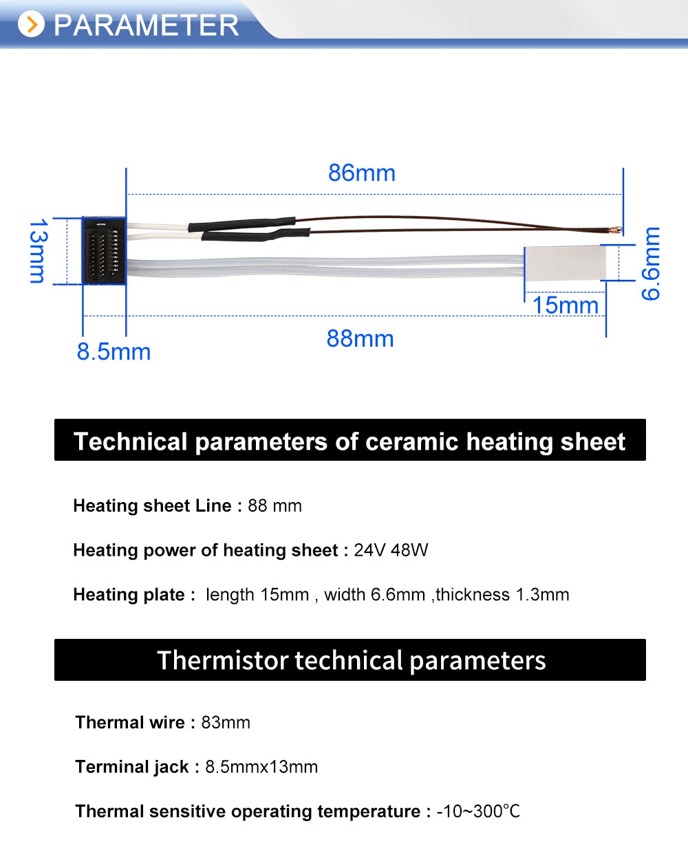 Heating Tube For Bambu Lab A1 A1mini P1P P1S X1 X1C Thermistor + Ceramic Cartridge Heater For Bamboo Hotend 3D Printer Parts