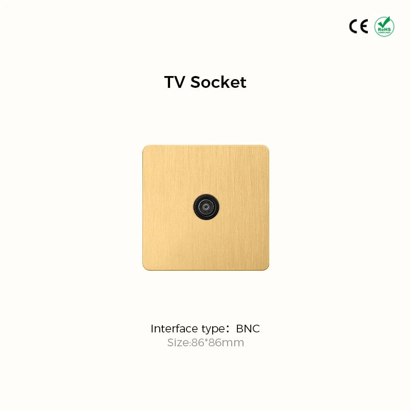 Avoir Gold Rocker Toggle Switch Brass Lever Switch Home Accessories Cat6 Type C EU Sockets And Switches 220V Push Button 86 Type