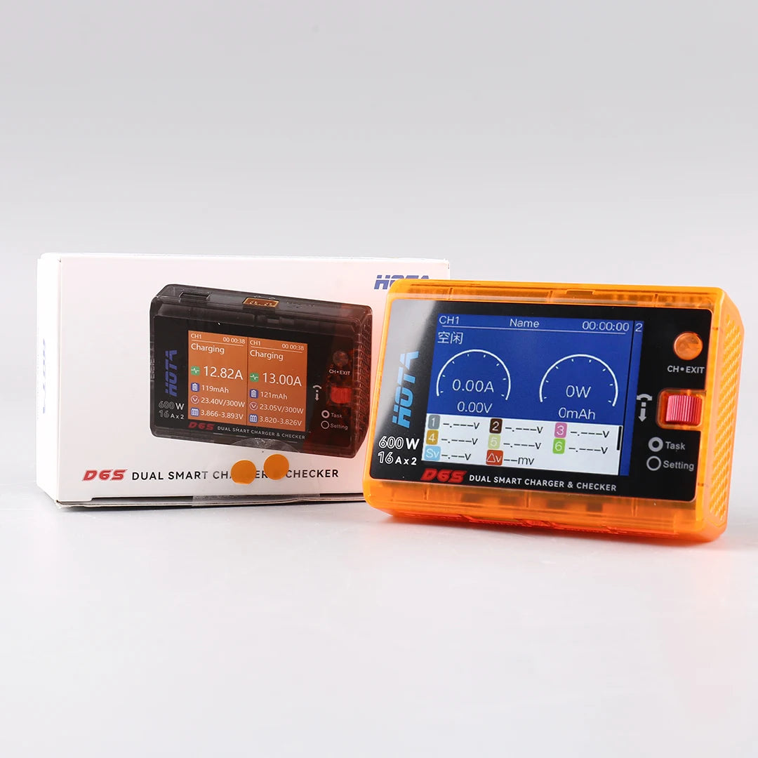 HOTA D6S RC Lipo Battery Charger Magnetic Suction Dual Channel Smart Balance 600W High Power 1-6S Smart Balance Charger