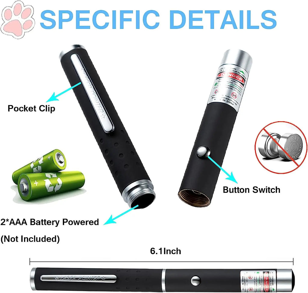 Mini Portable LED Green Redlight Laser Pointer No Batteries, LED Flashlight Laser pen Cat Interactive Scratching Play Toy