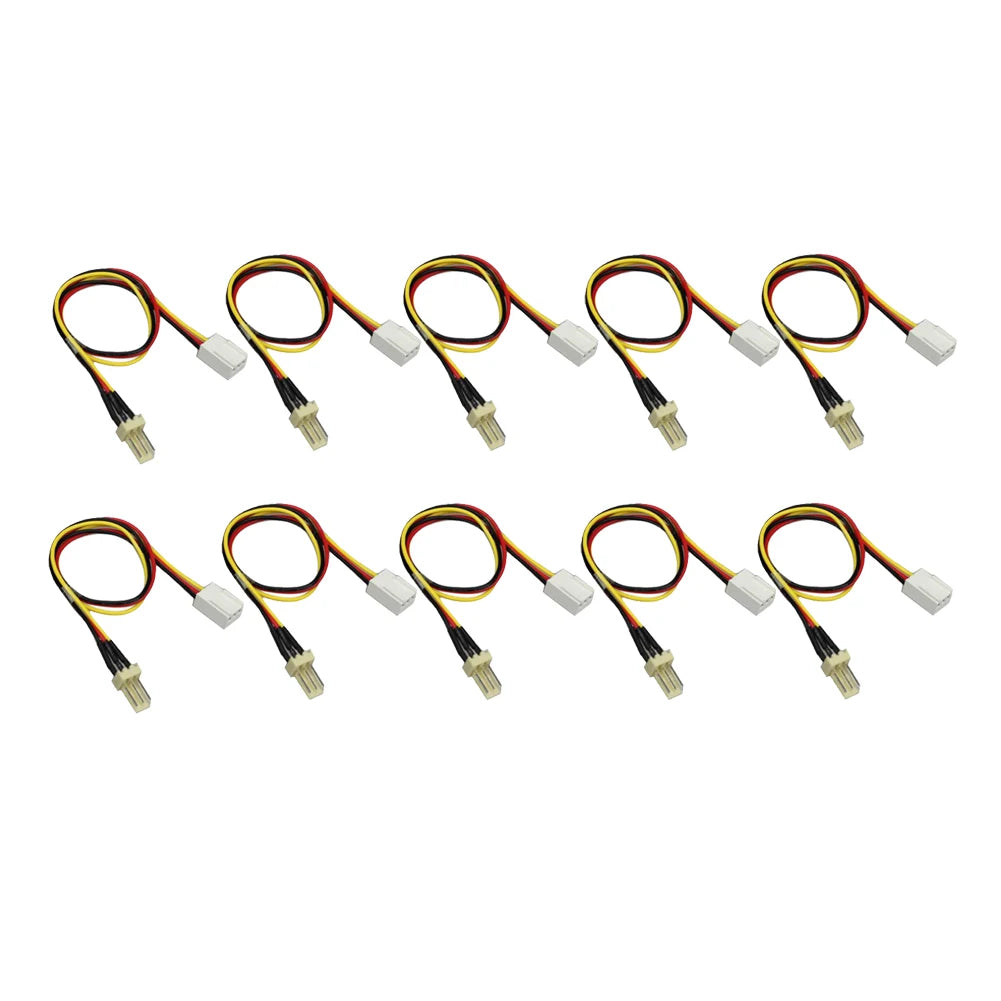 10pcs/20pcs 12V 3-Pin Male to 3-pin Female PC Fan Power Extension Lengthen Cable Fan Resistor Cable