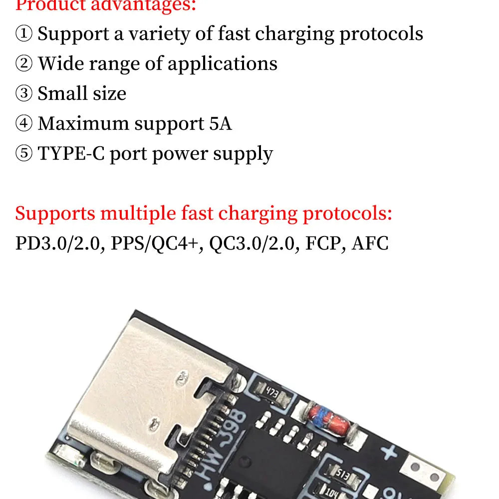 Decoy Board USB Boost Module PPS/QC4 FCP AFC Type-C Trigger Polling Detector Power Fast Charging PD/QC/AFC Type-C