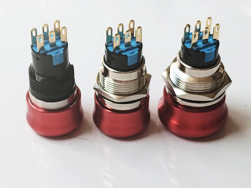 16mm/19mm/22/mm Emergency Metal Button Switch Indication STOP Machine Panel Dashboard Press Latching Button 1NO1NC/2NO2NC