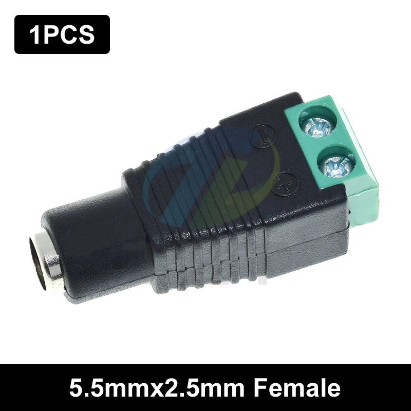 5.5MM x 2.1MM / 2.5MM Female Male DC Power Plug Adapter for 5050 3528 5060 Single Color LED Strip and CCTV Cameras